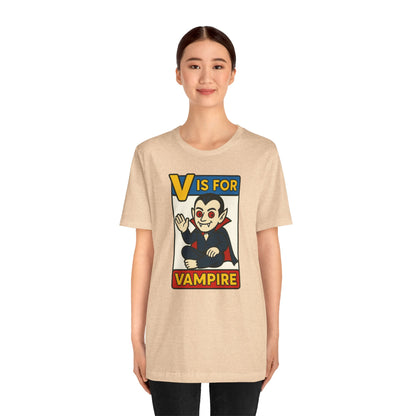 V is for Vampire T-Shirt – Funny Halloween Legend Alphabet Tee