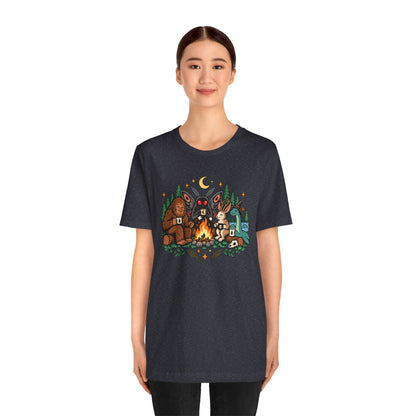 Cryptid Campfire T-Shirt – Bigfoot, Mothman & Nessie Tee