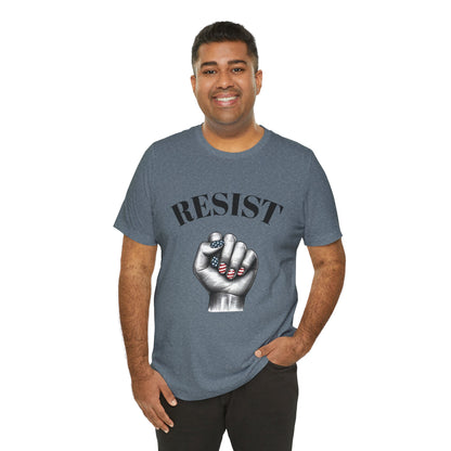 Resist Feminist Power Fist Tee – USA Flag Nails Protest Shirt - WhimSpin - https://whimspin.com