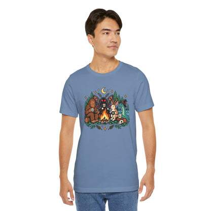 Cryptid Campfire T-Shirt – Bigfoot, Mothman & Nessie Tee