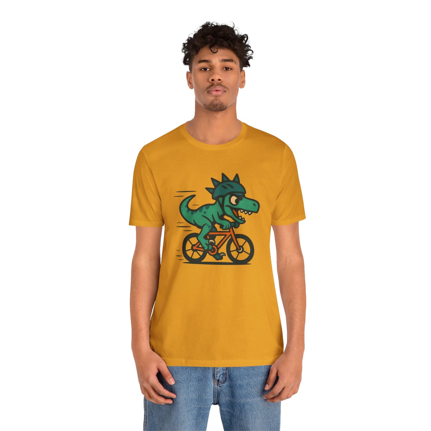 Velociraptor on a Bike T-Shirt – Funny Dino Velo Tee