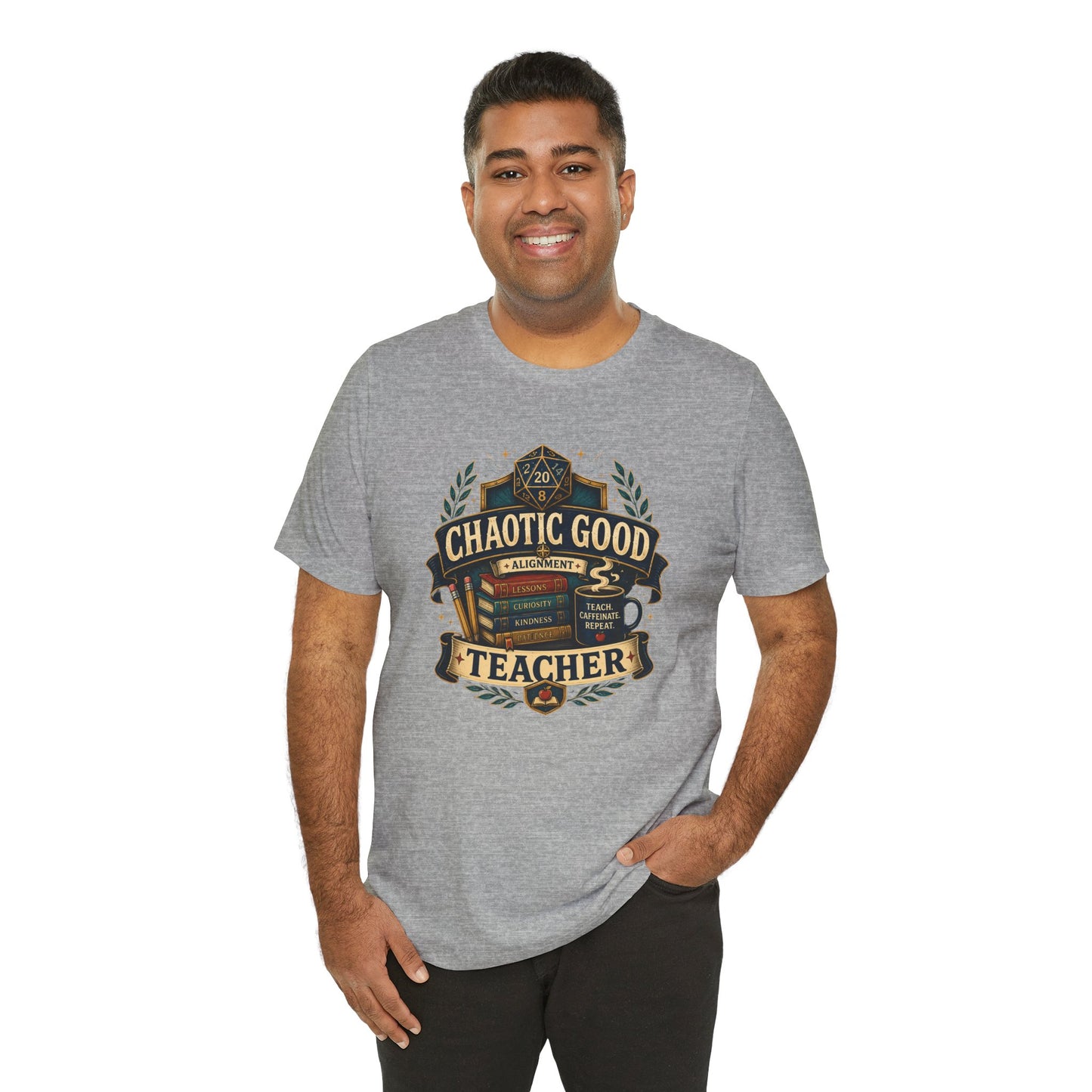 Chaotic Good Teacher T-Shirt – RPG Teacher Graphic Tee