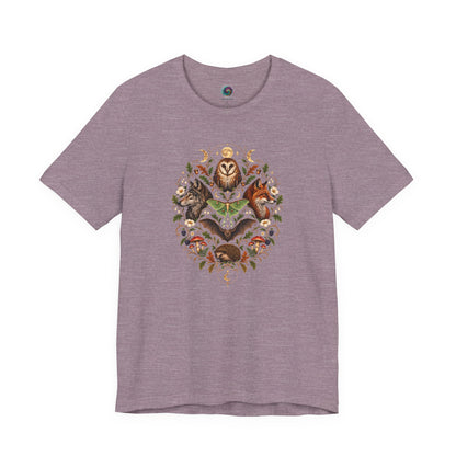 Nocturnal Woodland Animals T-Shirt – Moonlit Nature Tee