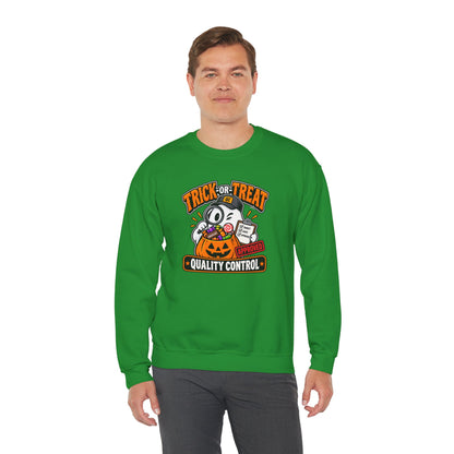 Trick-or-Treat Quality Control Sweatshirt – Funny Halloween Cozy Top