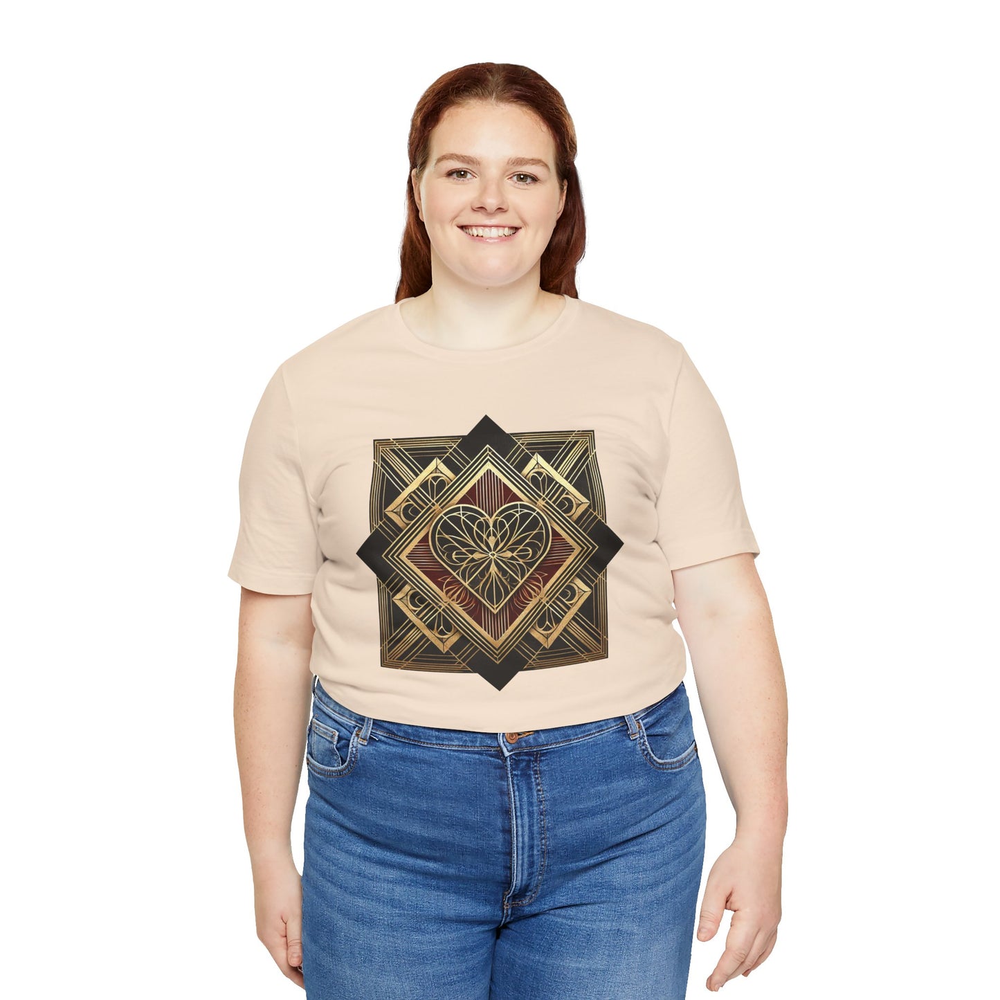 Art Deco Heart T-Shirt – Romantic Valentine's Day Graphic Tee