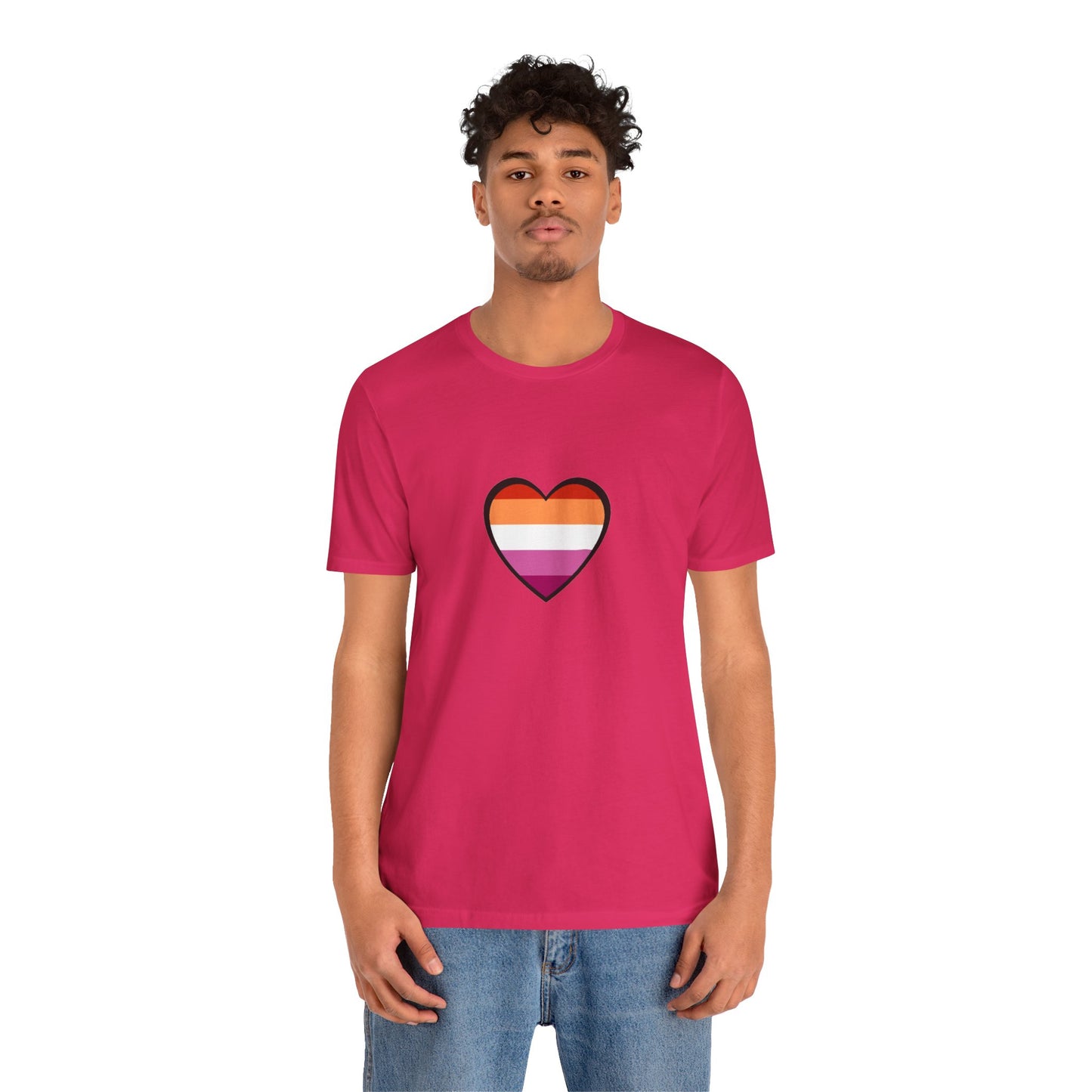 Lesbian Flag Heart T-Shirt – Bold LGBTQ+ Graphic Tee