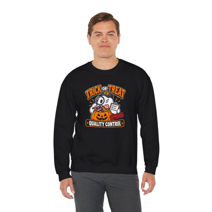 Trick-or-Treat Quality Control Sweatshirt – Funny Halloween Cozy Top