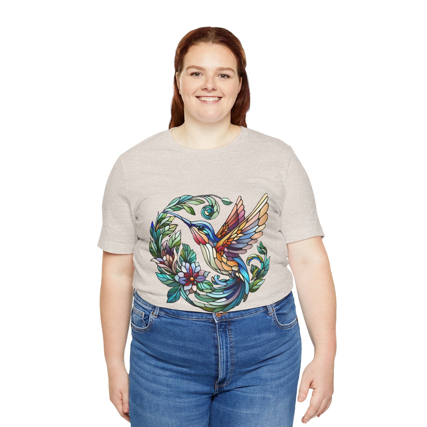 Stained Glass Hummingbird Tee – Vibrant Nature Shirt - WhimSpin - https://whimspin.com