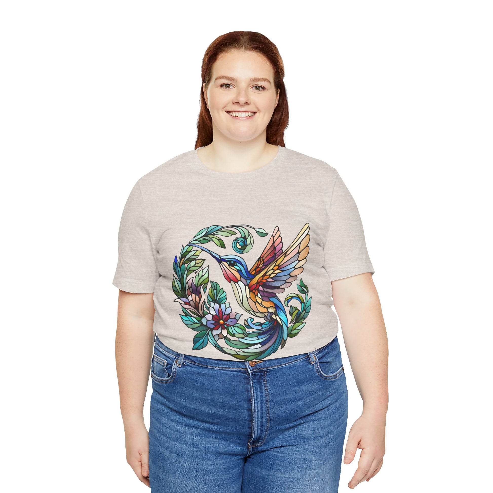 Stained Glass Hummingbird Tee – Vibrant Nature Shirt - WhimSpin - https://whimspin.com