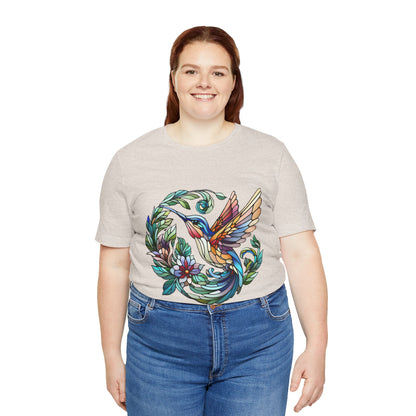 Stained Glass Hummingbird Tee – Vibrant Nature Shirt - WhimSpin - https://whimspin.com