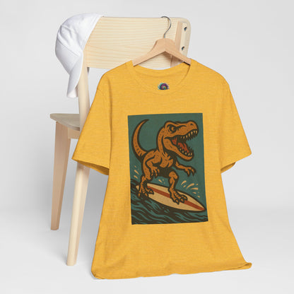 Surfing T-Rex T-Shirt – Funny Dinosaur Surfing Graphic Tee