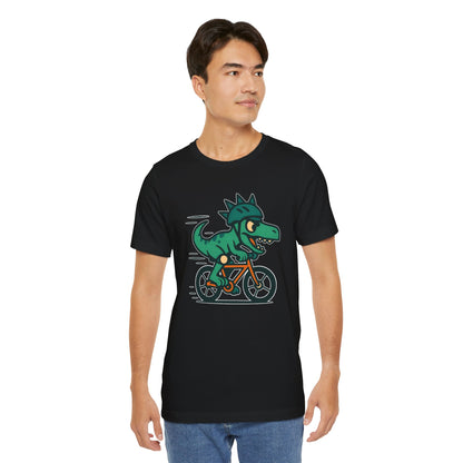 Velociraptor on a Bike T-Shirt – Funny Dino Velo Tee