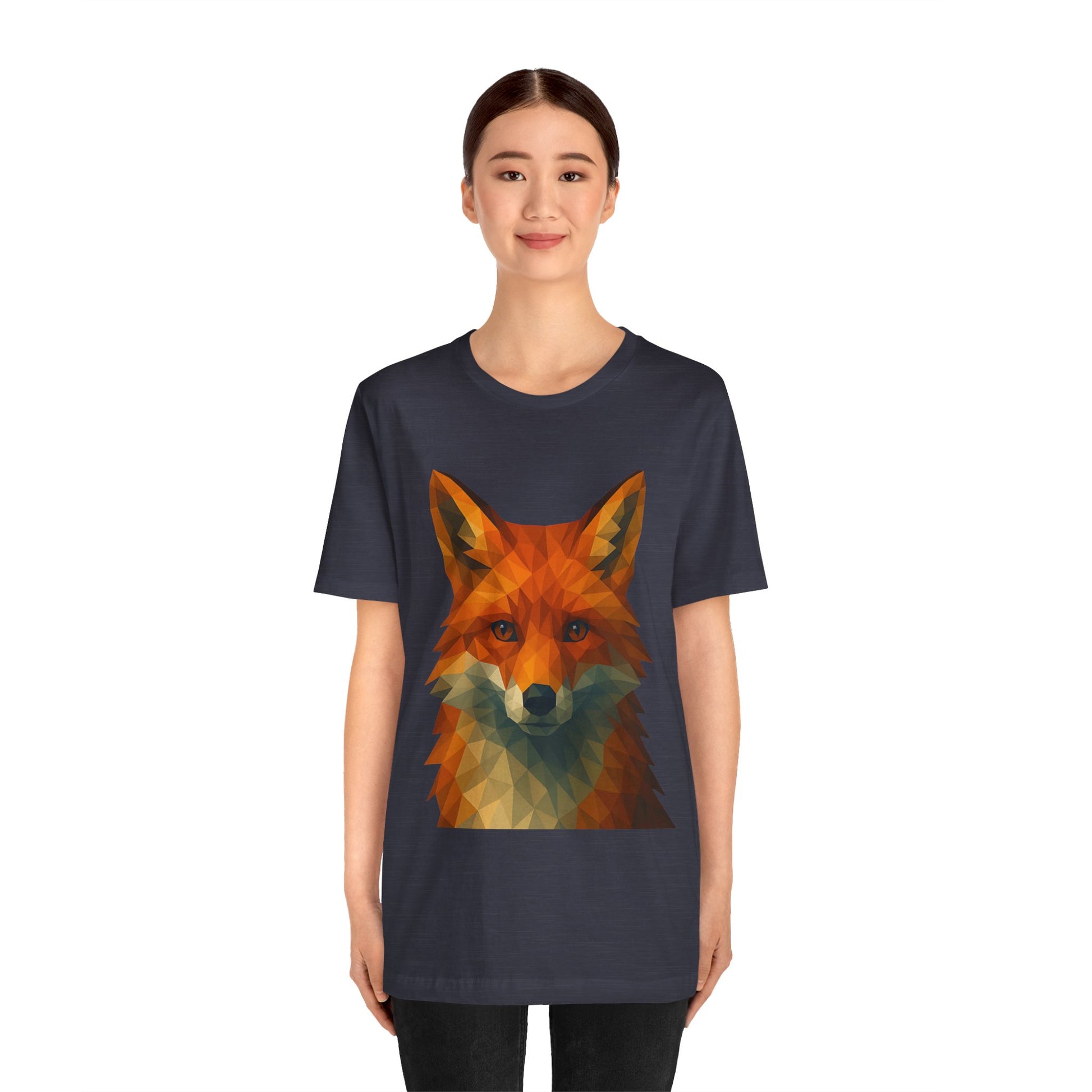 Geometric Fox T-Shirt – Polygon Animal Tee with Nature Vibes - WhimSpin - https://whimspin.com
