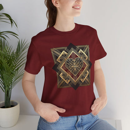 Art Deco Heart T-Shirt – Romantic Valentine's Day Graphic Tee