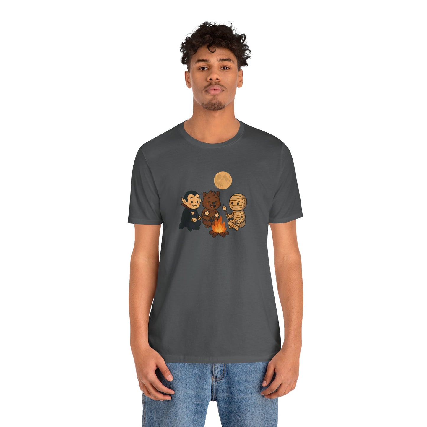 Halloween Monsters Campfire T-Shirt – Cute Monster Shirt with Roasting Marshmallows
