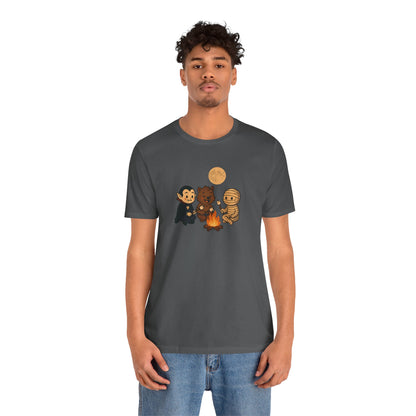 Halloween Monsters Campfire T-Shirt – Cute Monster Shirt with Roasting Marshmallows