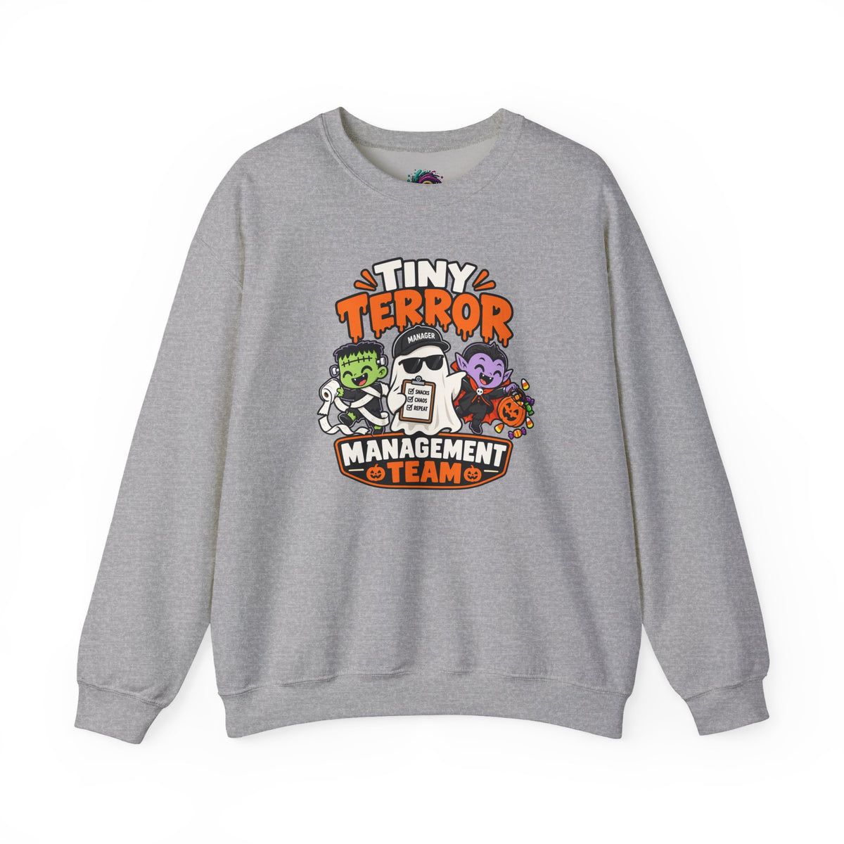 Tiny Terror Management Team Sweatshirt – Funny Halloween Parent Crewneck