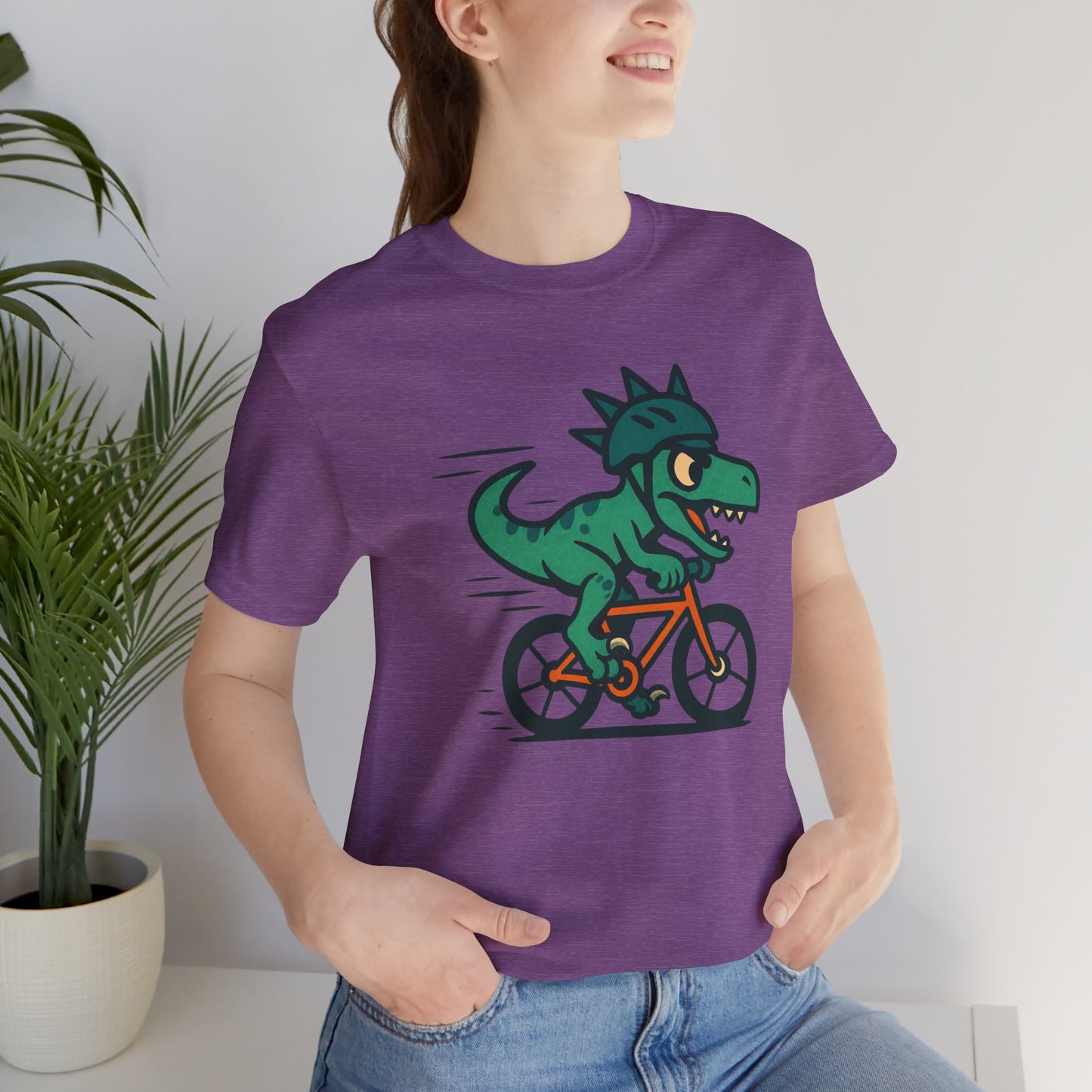 Velociraptor on a Bike T-Shirt – Funny Dino Velo Tee