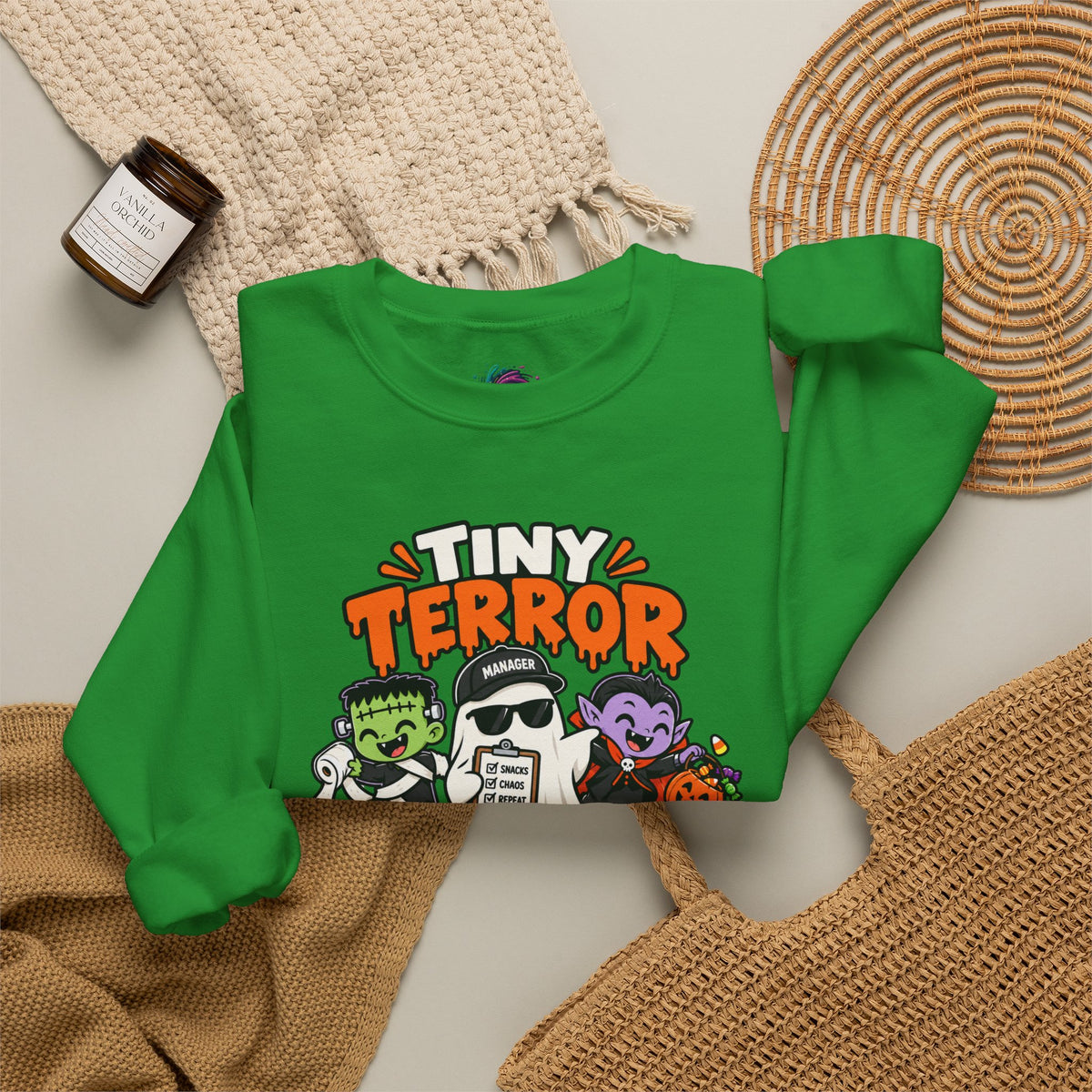 Tiny Terror Management Team Sweatshirt – Funny Halloween Parent Crewneck