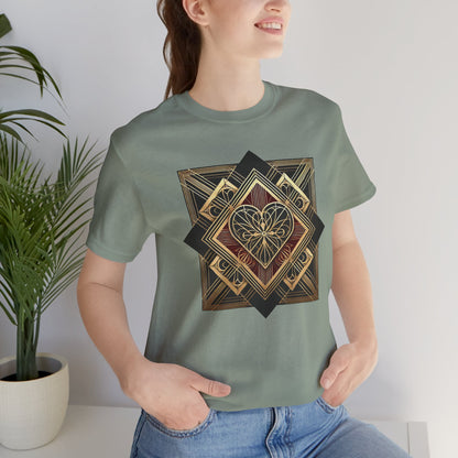 Art Deco Heart T-Shirt – Romantic Valentine's Day Graphic Tee