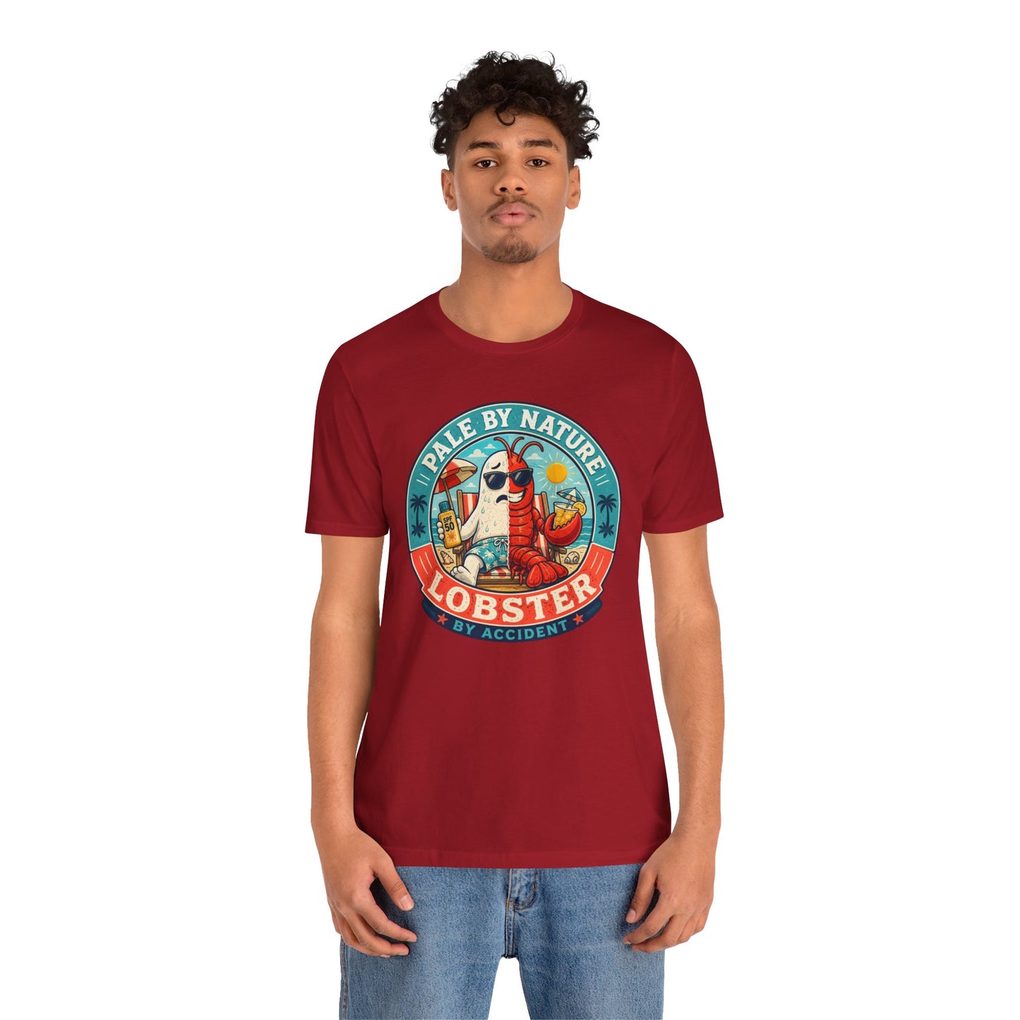 Pale by Nature Lobster by Accident T-Shirt – Funny Sunburn Summer Graphic Tee