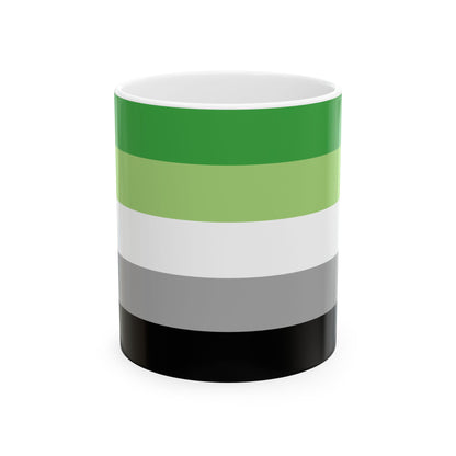 Aromantic Pride Flag Mug – Green Stripe LGBTQ+ Ceramic Cup