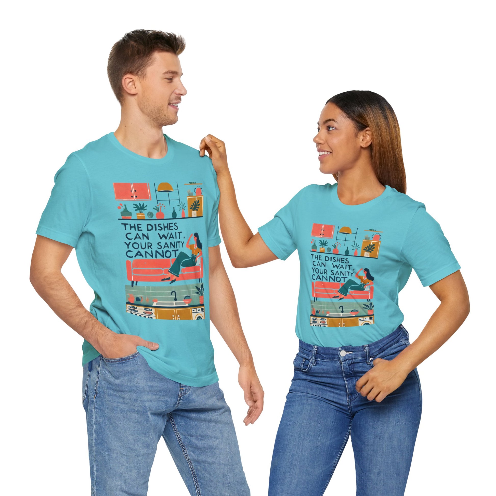 The Dishes Can Wait Graphic Tee – Funny Self-Care Comfort Shirt - WhimSpin - https://whimspin.com