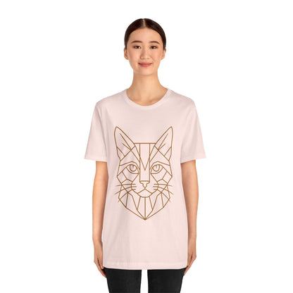 Geometric Cat T-Shirt – Minimalist Line Art Tee - WhimSpin - https://whimspin.com