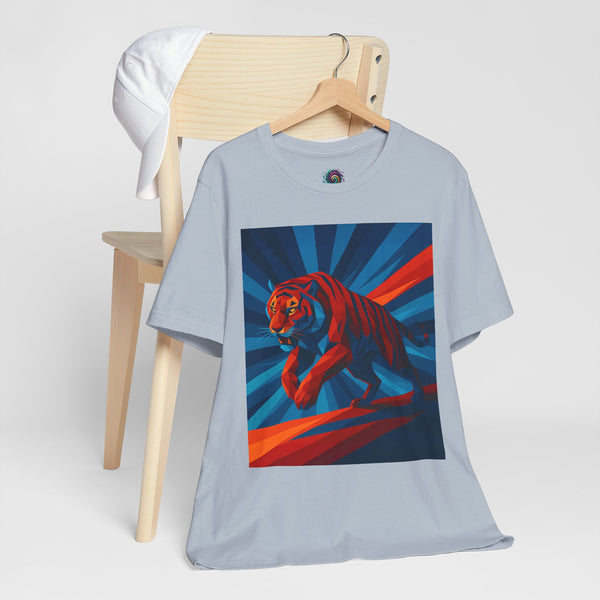 Geometric Tiger T-Shirt – Bold Jungle Animal Tee in Abstract Style - WhimSpin - https://whimspin.com