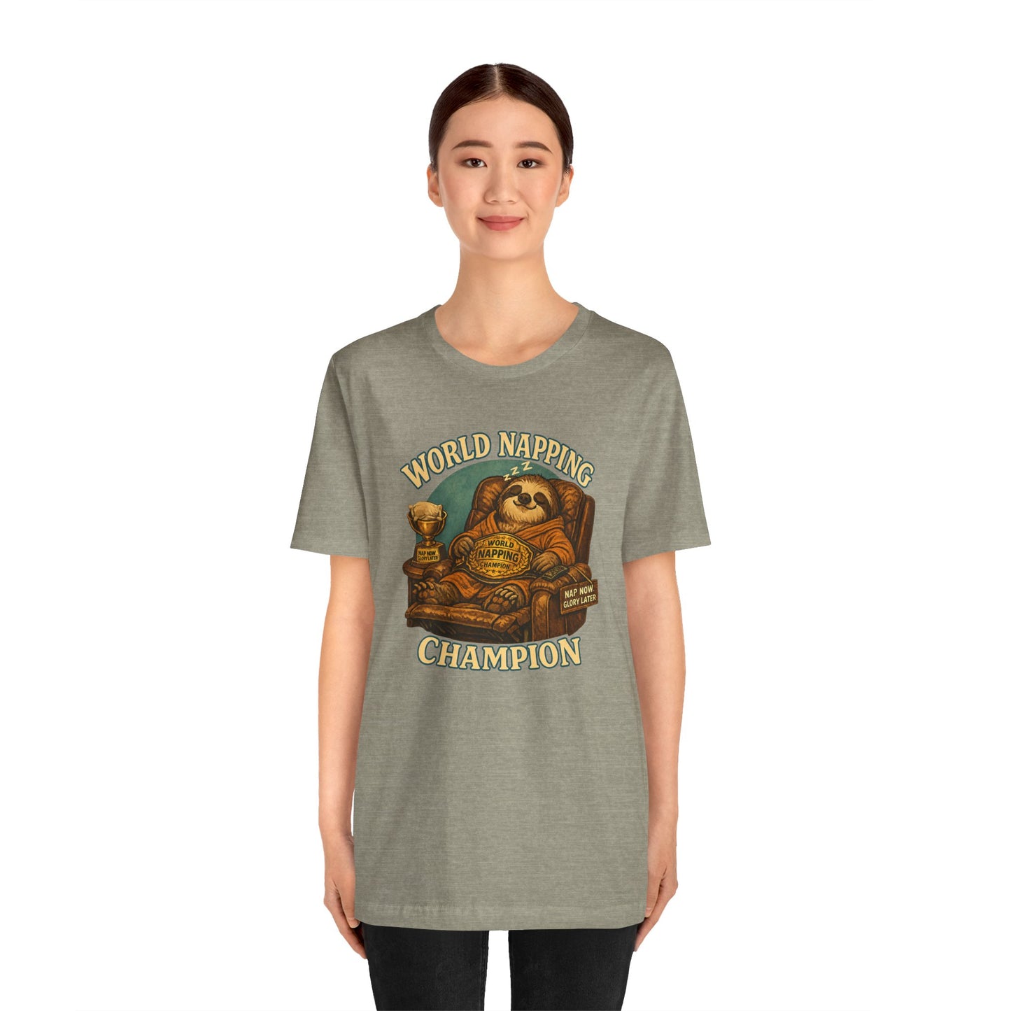 World Napping Champion T-Shirt – Funny Sloth Nap Tee