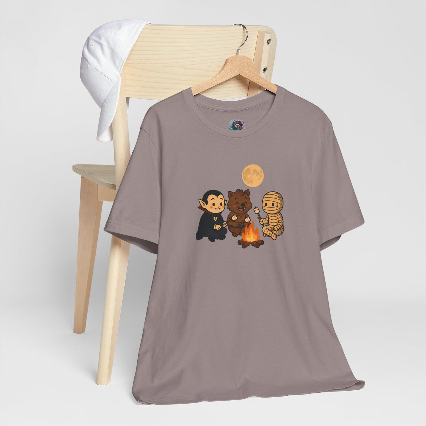 Halloween Monsters Campfire T-Shirt – Cute Monster Shirt with Roasting Marshmallows
