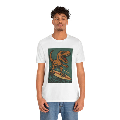 Surfing T-Rex T-Shirt – Funny Dinosaur Surfing Graphic Tee