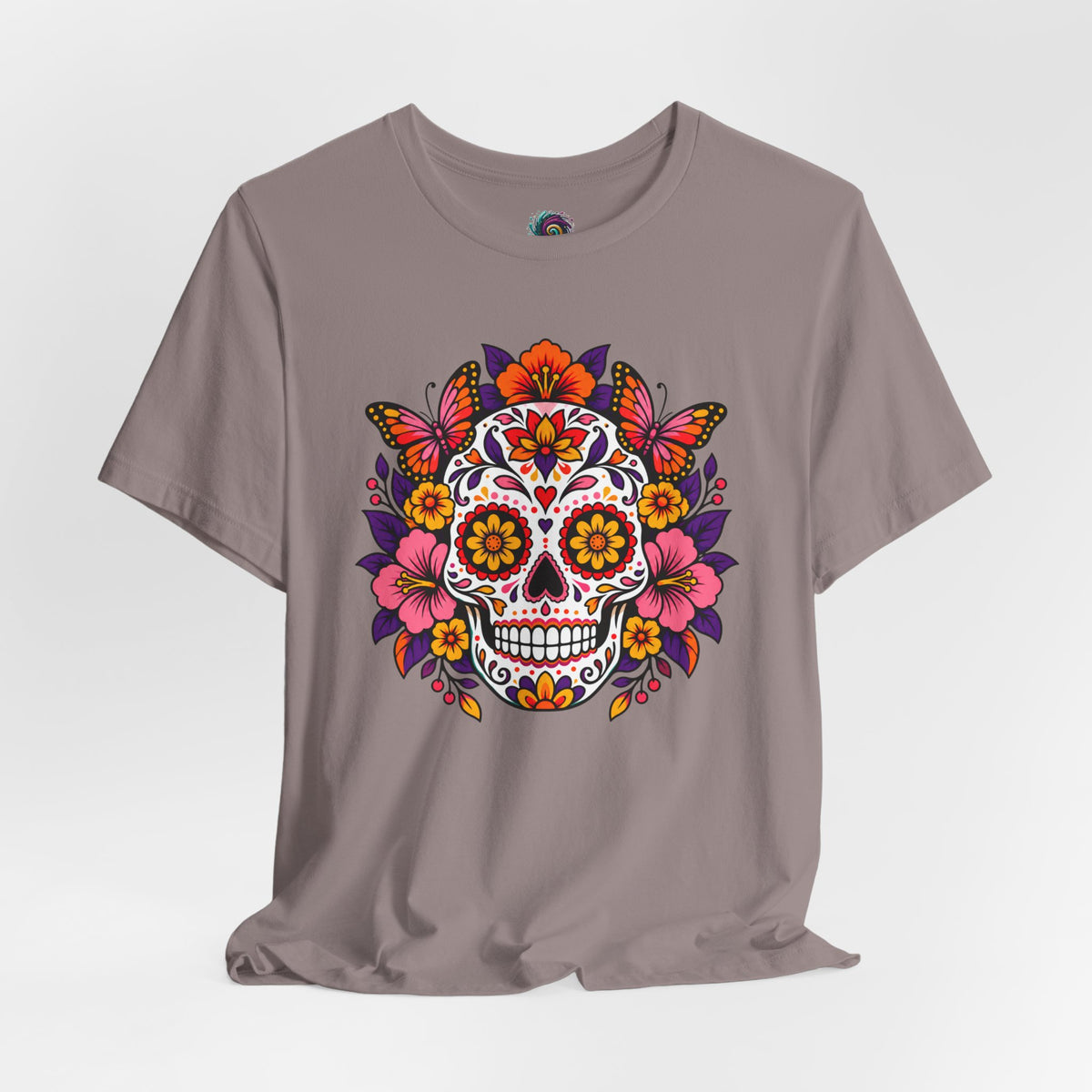 Floral Sugar Skull T-Shirt – Colorful Día de los Muertos Inspired Tee