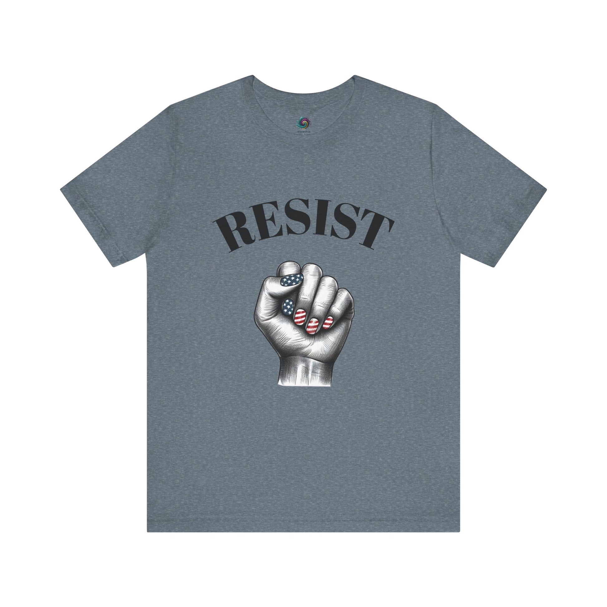Resist Feminist Power Fist Tee – USA Flag Nails Protest Shirt - WhimSpin - https://whimspin.com