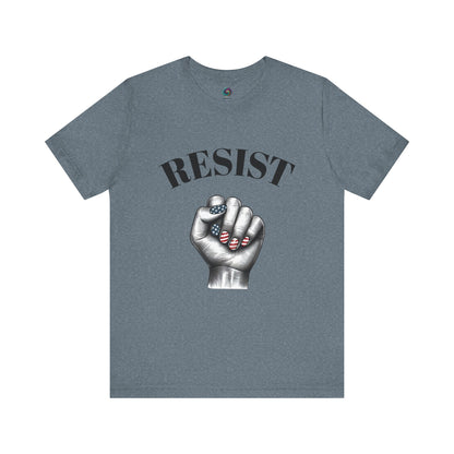 Resist Feminist Power Fist Tee – USA Flag Nails Protest Shirt - WhimSpin - https://whimspin.com