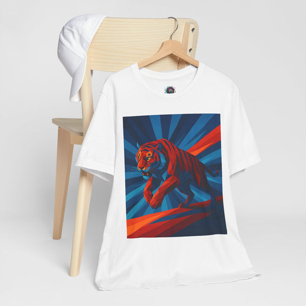 Geometric Tiger T-Shirt – Bold Jungle Animal Tee in Abstract Style - WhimSpin - https://whimspin.com
