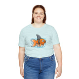 Light blue T-shirt with orange fish scuba graphic on the front