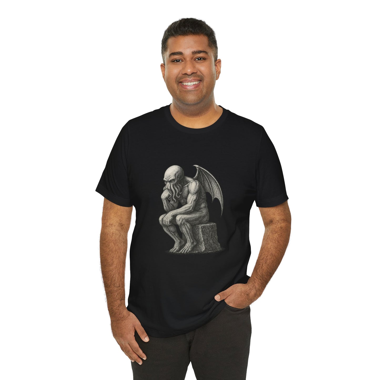 Cthulhu The Thinker Tee – Lovecraftian Parody Shirt