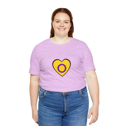 Intersex Pride Flag Heart T-Shirt – Minimalist LGBTQ+ Support Tee