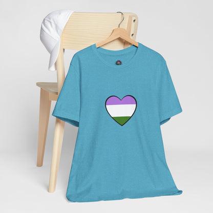 Genderqueer Flag Heart T-Shirt – Unisex LGBTQ+ Graphic Tee
