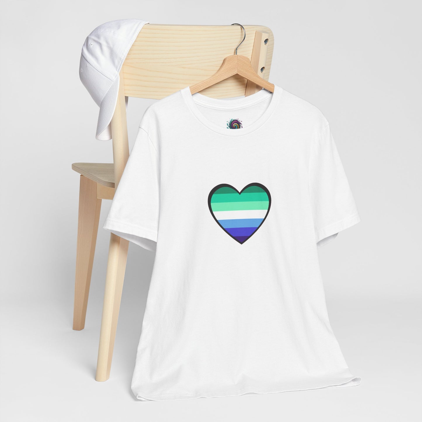 Gay Men’s Pride Flag Heart T-Shirt – LGBTQ+ Flag Design on Unisex Tee