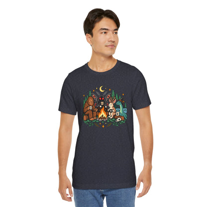 Cryptid Campfire T-Shirt – Bigfoot, Mothman & Nessie Tee