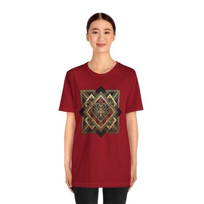 Art Deco Heart T-Shirt – Romantic Valentine's Day Graphic Tee