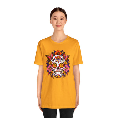 Floral Sugar Skull T-Shirt – Colorful Día de los Muertos Inspired Tee