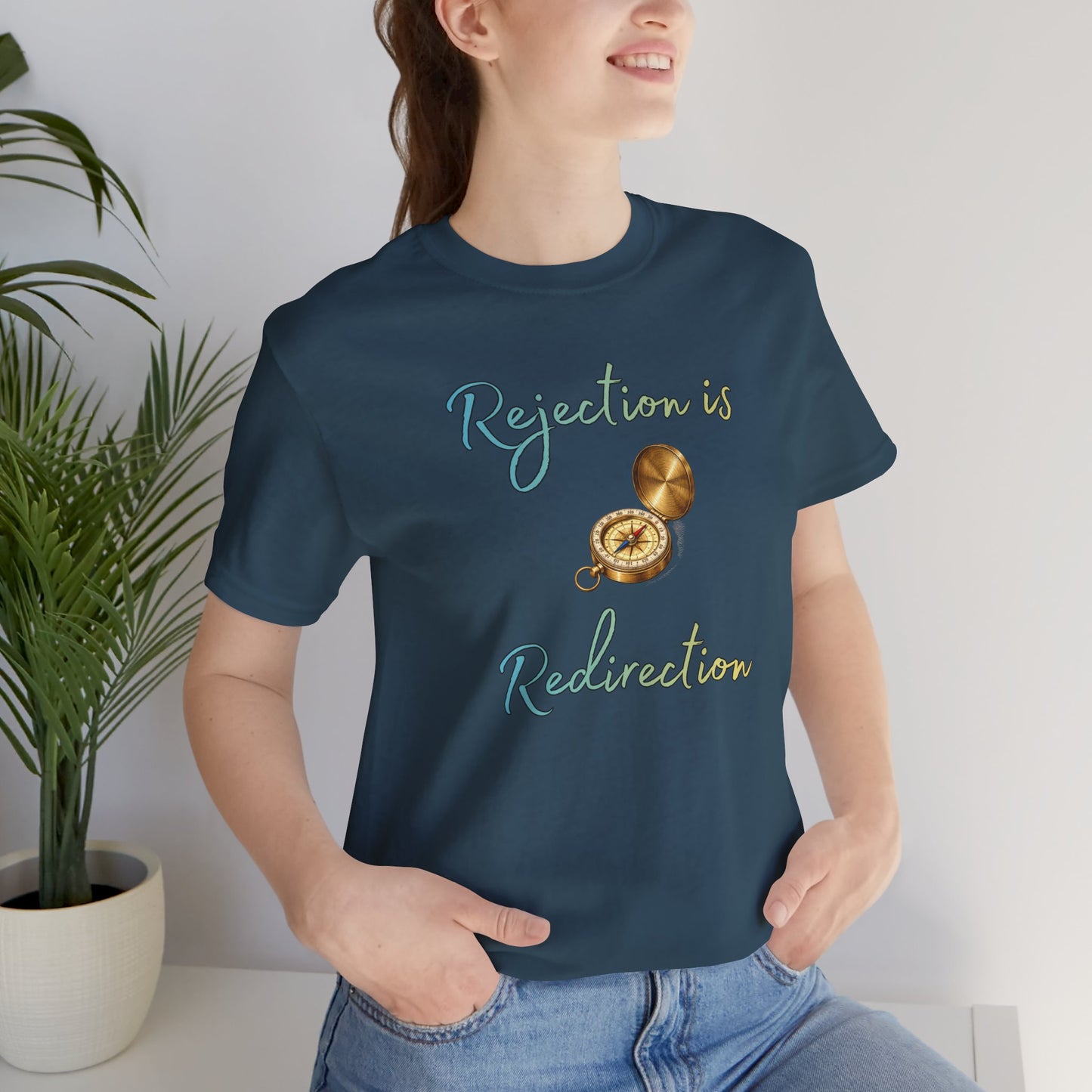 Rejection Is Redirection T-Shirt – Motivational Compass Quote Tee