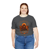 Dark gray crew-neck T-shirt with orange sci-fi spice artwork on front