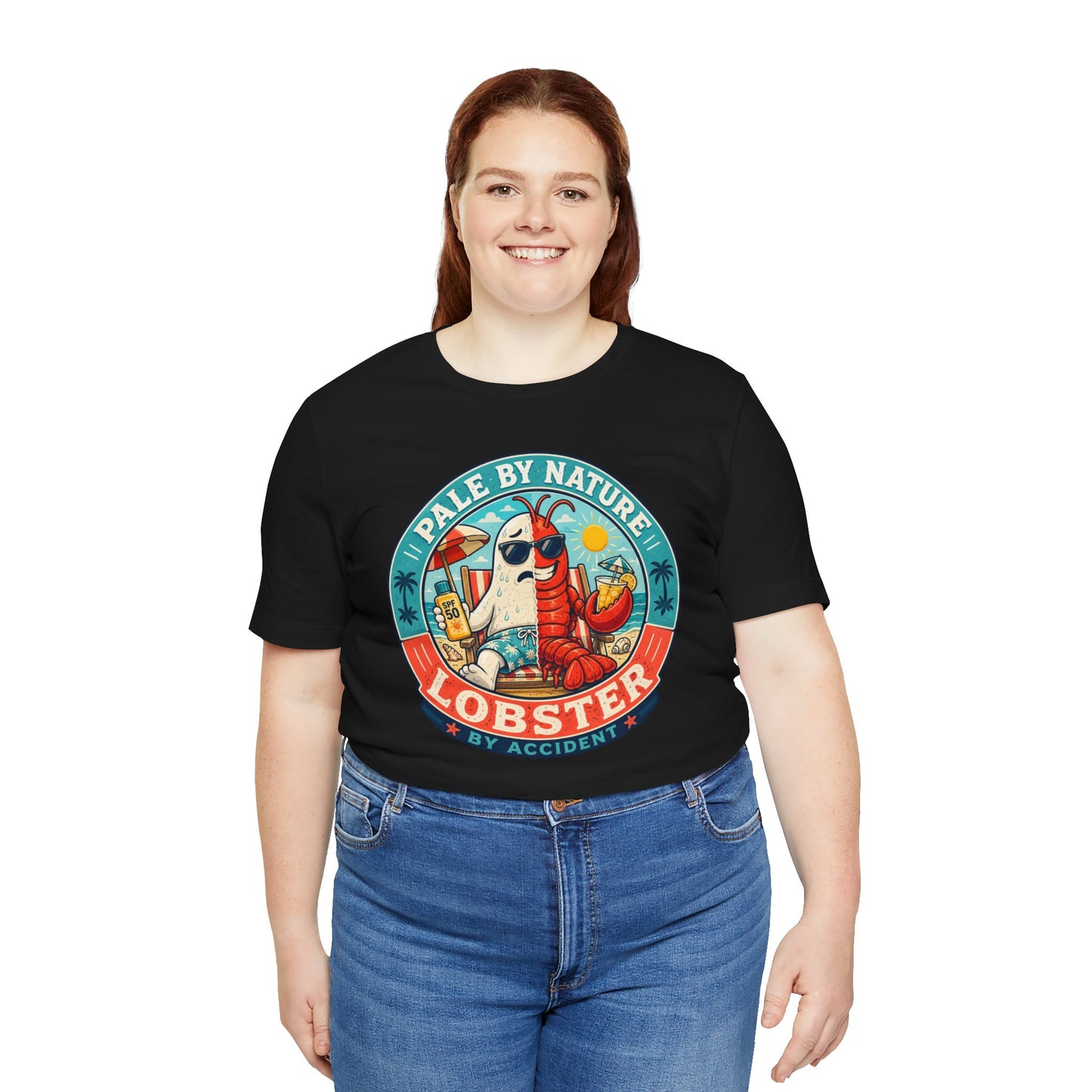 Pale by Nature Lobster by Accident T-Shirt – Funny Sunburn Summer Graphic Tee