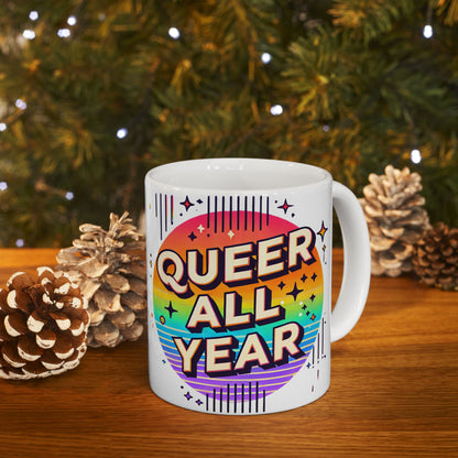 Queer All Year Mug – Pride Coffee Cup