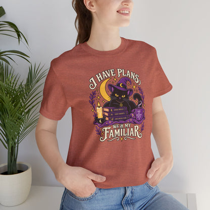 I Have Plans With My Familiar T-Shirt - Funny Witchy Introvert Cat Tee