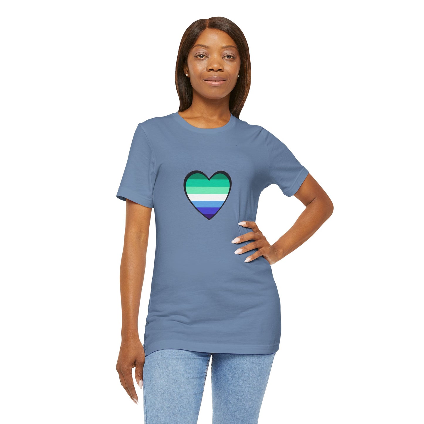 Gay Men’s Pride Flag Heart T-Shirt – LGBTQ+ Flag Design on Unisex Tee